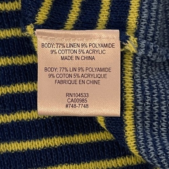 Nanette Lepore Heartbeat Blue Yellow Striped Linen Blend Dress Ruffle Pockets S‎ - Picture 9 of 10